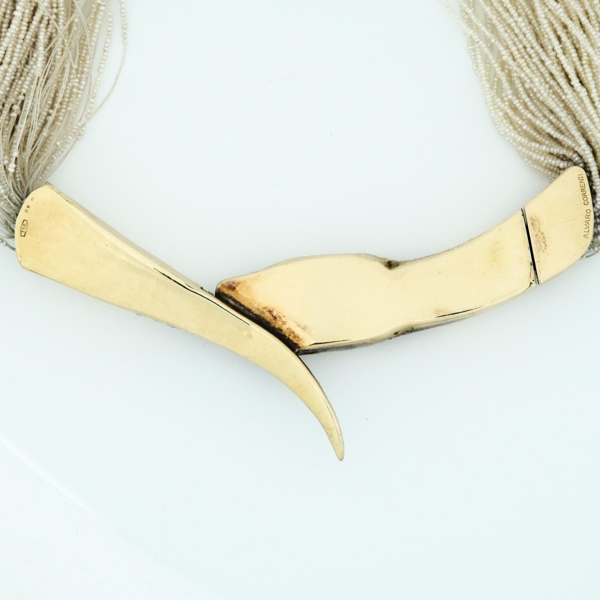 Women's Alvaro Correnti Victorian Revival 18k Gold Pearl, Ruby, Diamond, Snake Necklace For Sale