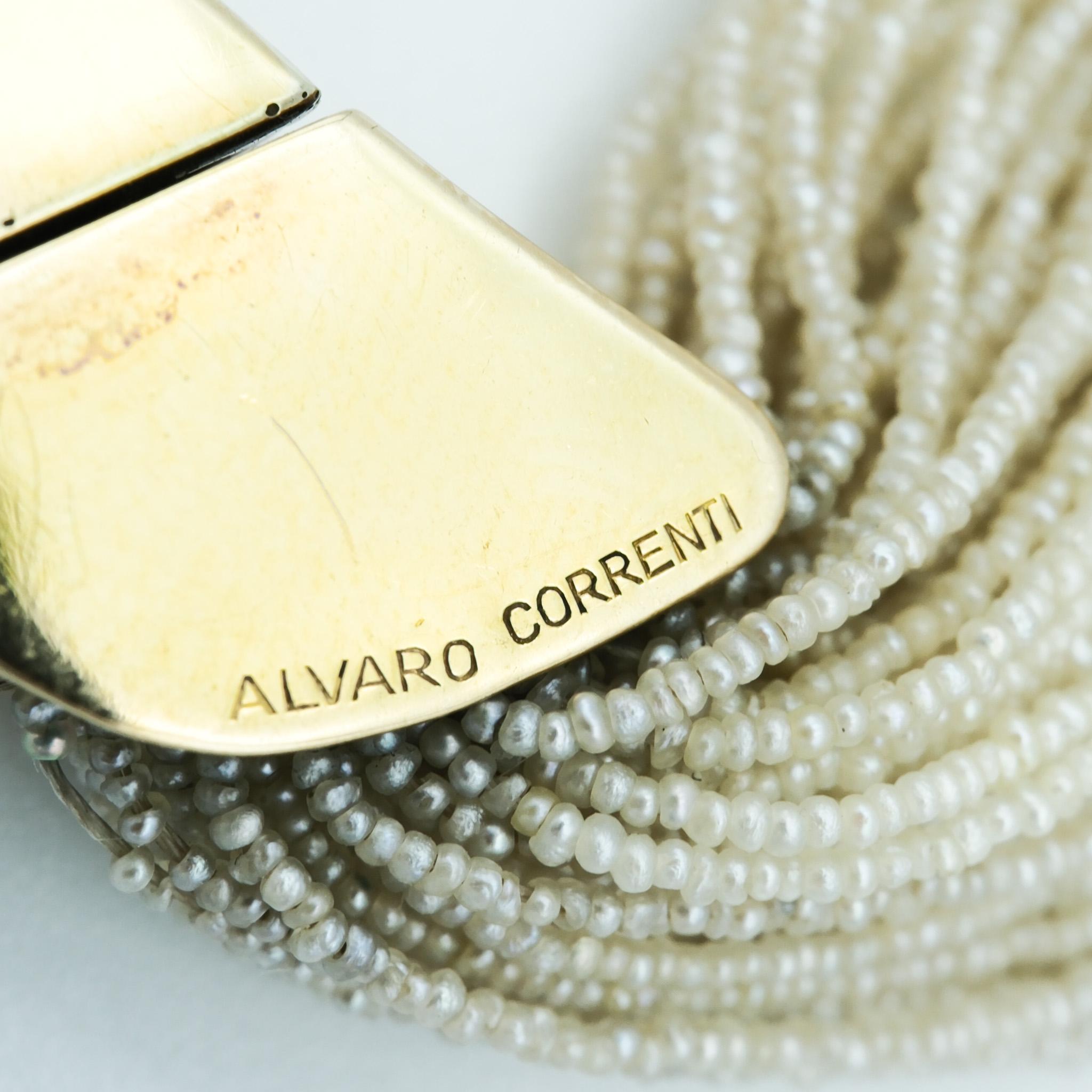 Alvaro Correnti Victorian Revival 18k Gold Pearl, Ruby, Diamond, Snake Necklace For Sale 1