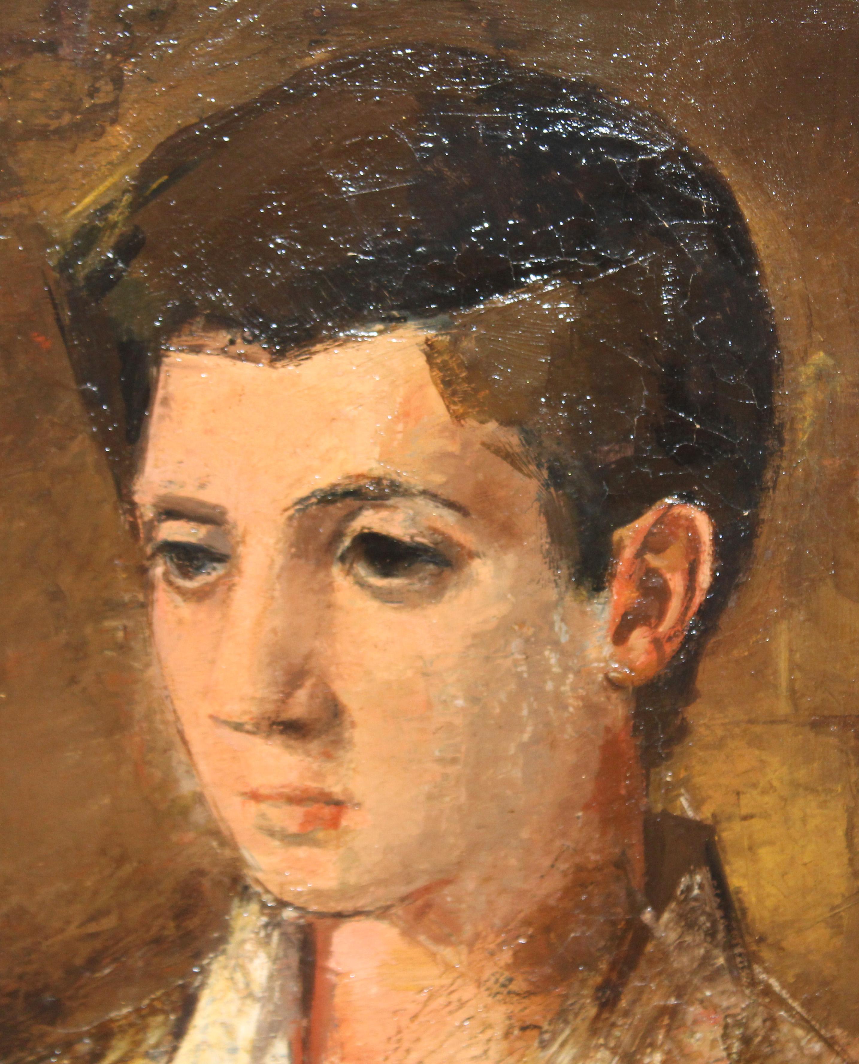 Männliches Rückgrat - Öl auf Leder (Impressionismus), Painting, von Alvaro Delgado Ramos