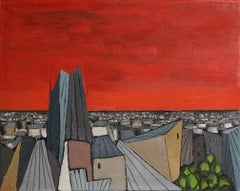 Vintage De Rouge sur la Ville, Oil Painting by Alvaro Guillot