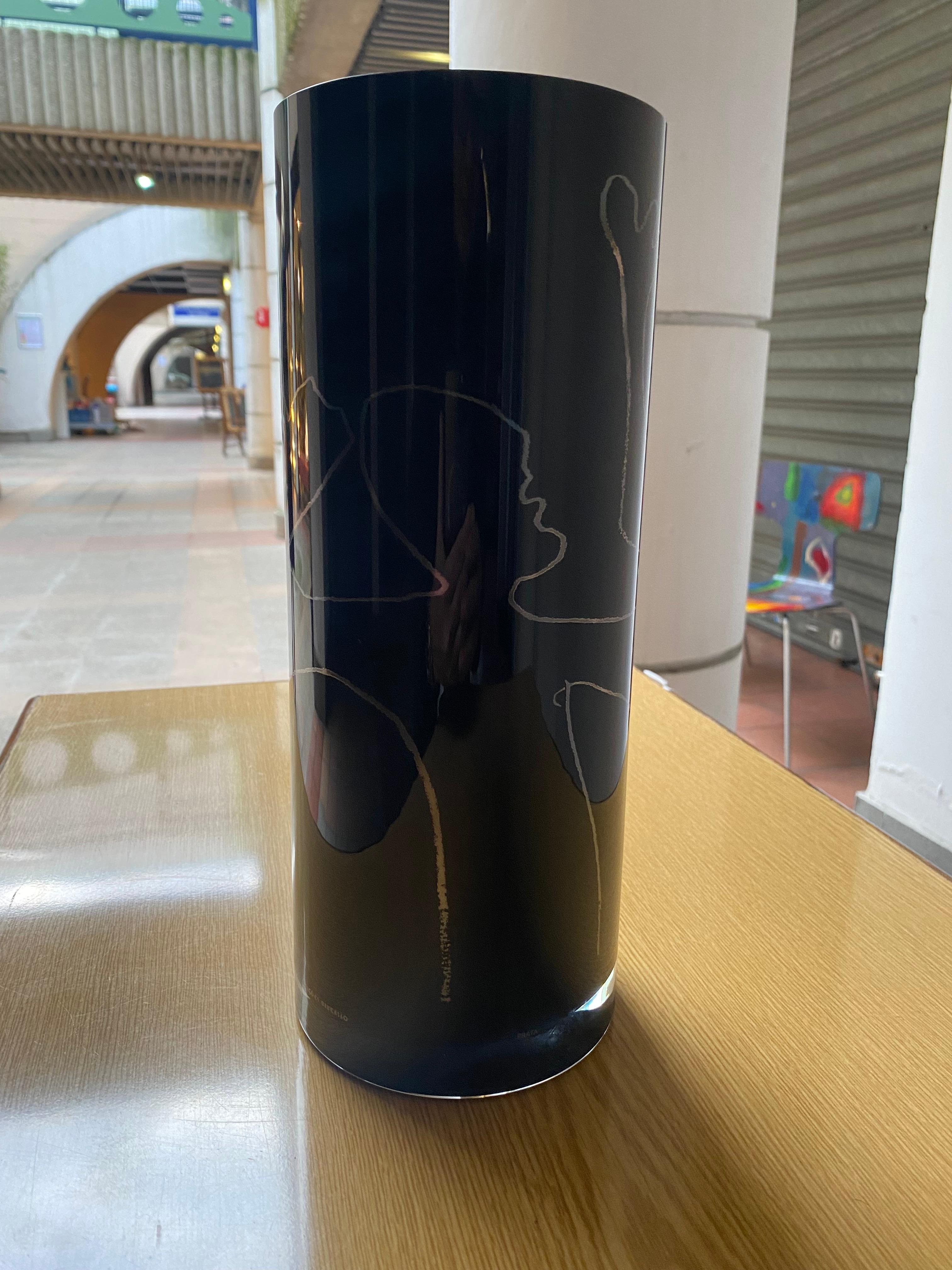 European Alvaro Siza Black glass vase Edicoes dinner Around 1980 For Sale