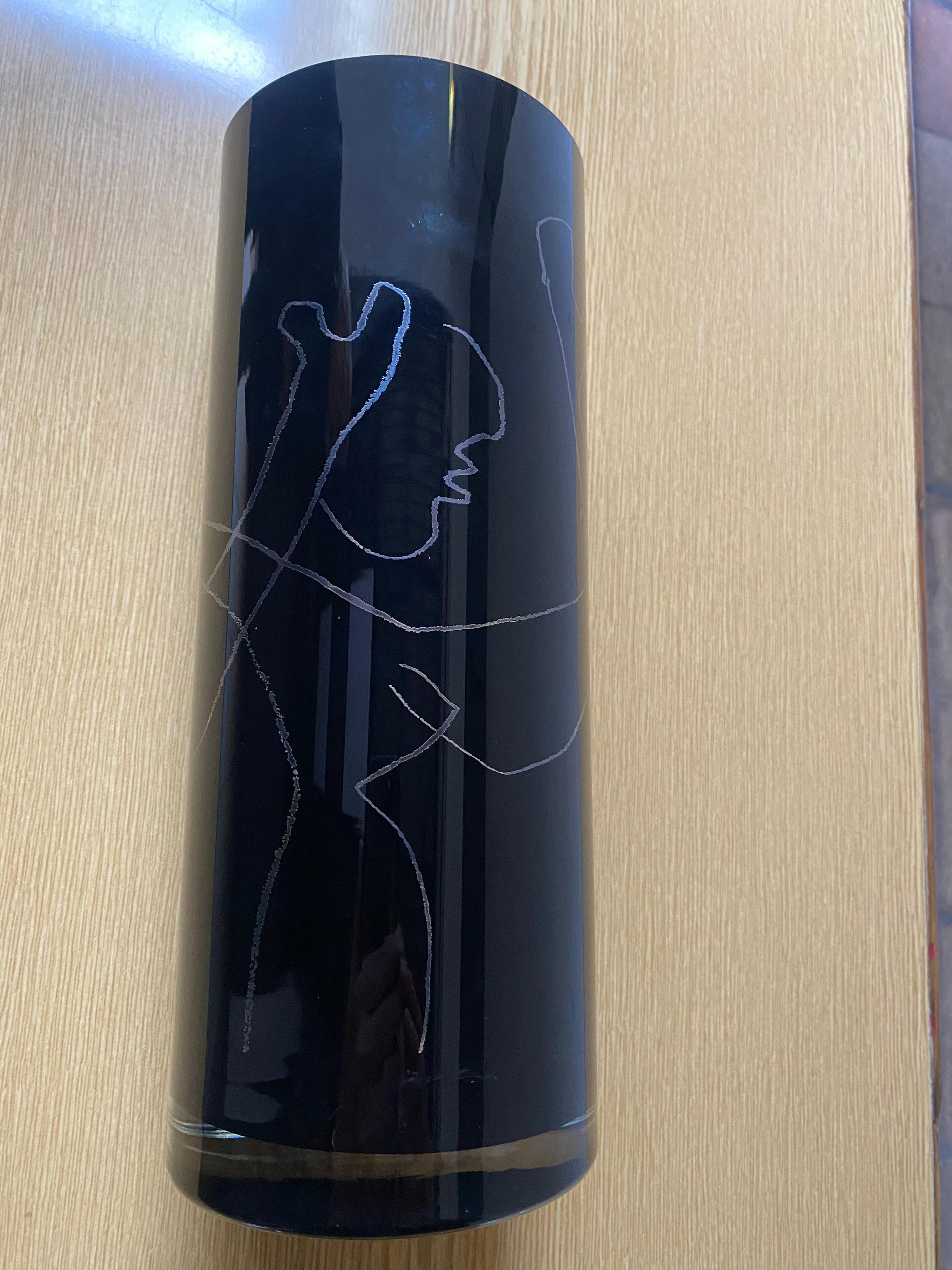 Alvaro Siza Black glass vase Edicoes dinner Around 1980 In Good Condition For Sale In Saint ouen, FR