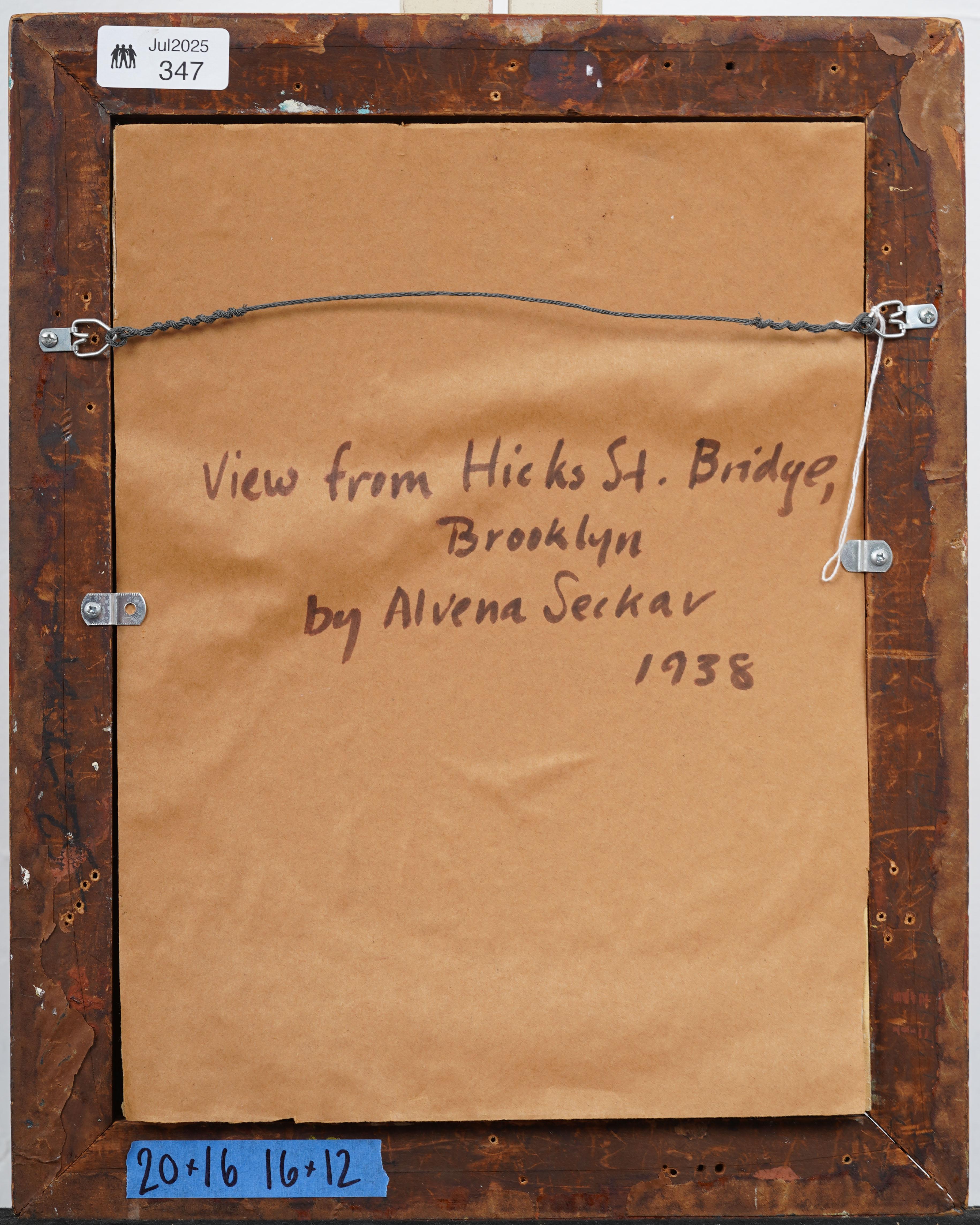 Wichtige antike amerikanische Modernist Hicks Street Brooklyn Ansicht Ölgemälde im Angebot 2