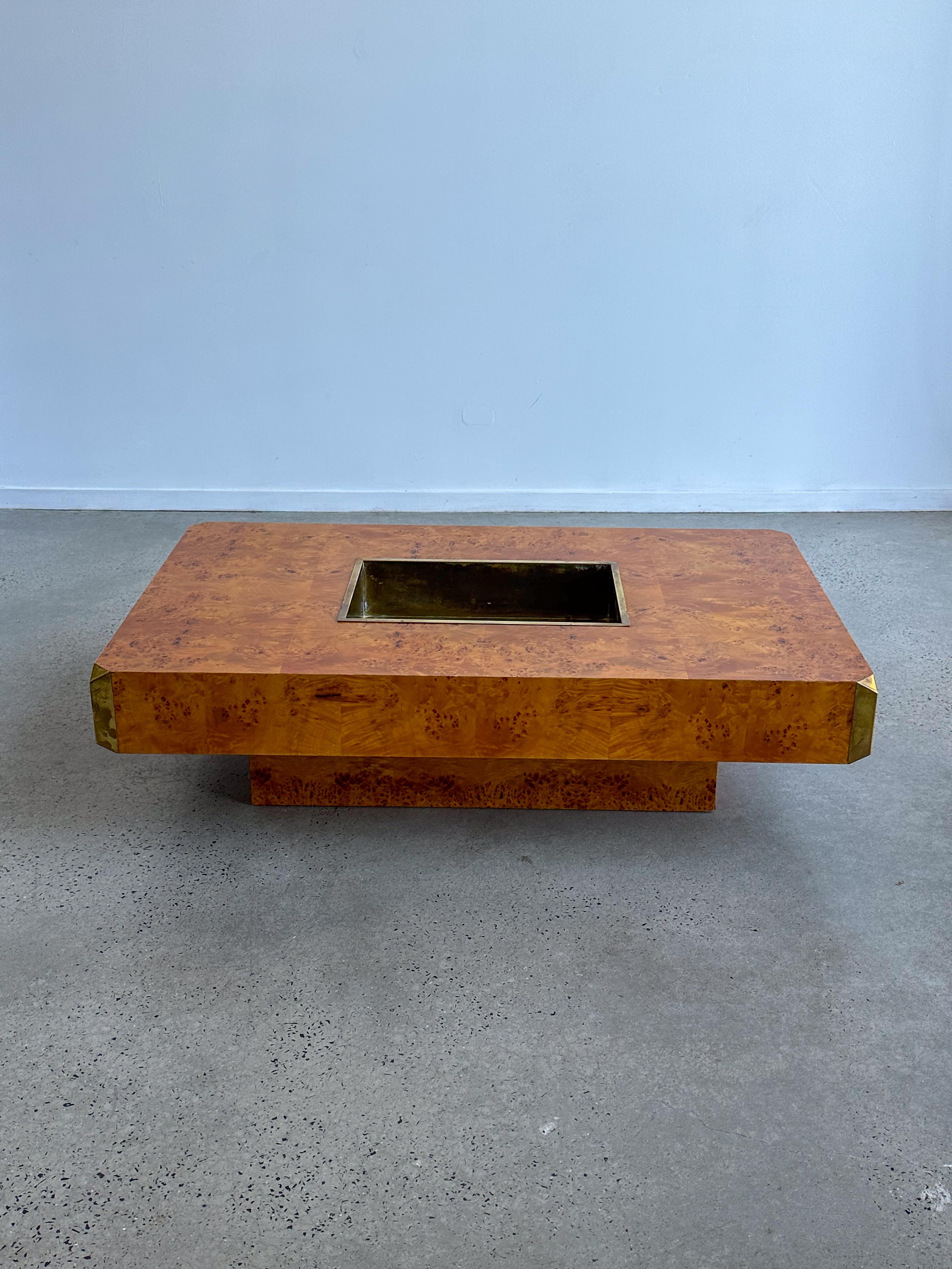Mid-Century Modern Table basse rectangulaire Alveo de Willy Rizzo pour Mario Sabot Burlwood  en vente