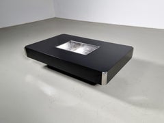 Schwarz lackierter und verchromter Couchtisch Alveo von Willy Rizzo für Mario Sabot