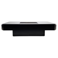 Vintage Alveo black lacquered and chrome coffee table by Willy Rizzo for Mario Sabot