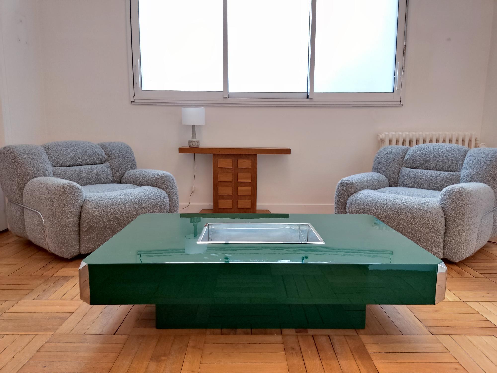 italien Table basse Alveo de Willy Rizzo pour Mario Sabot