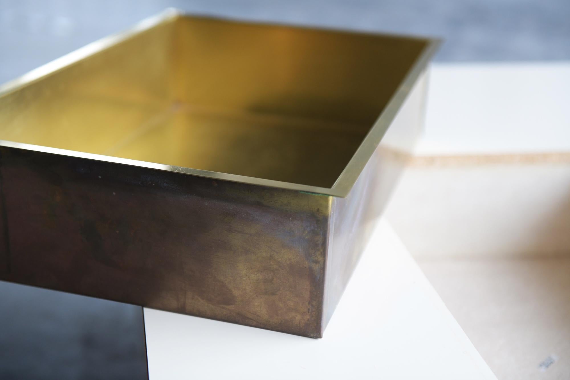 Brass Alveo Coffee Table with Bar, Willy Rizzo, Mario Sabot, Italy