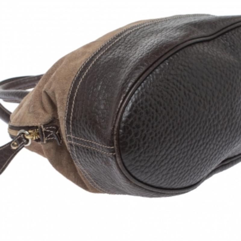Women's Alviero Martini 1A Classe Brown Fabric and Leather Satchel For Sale