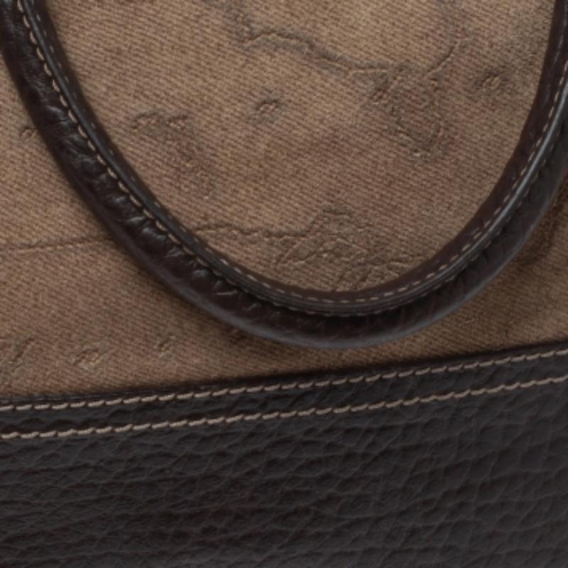 Alviero Martini 1A Classe Brown Fabric and Leather Satchel For Sale 3