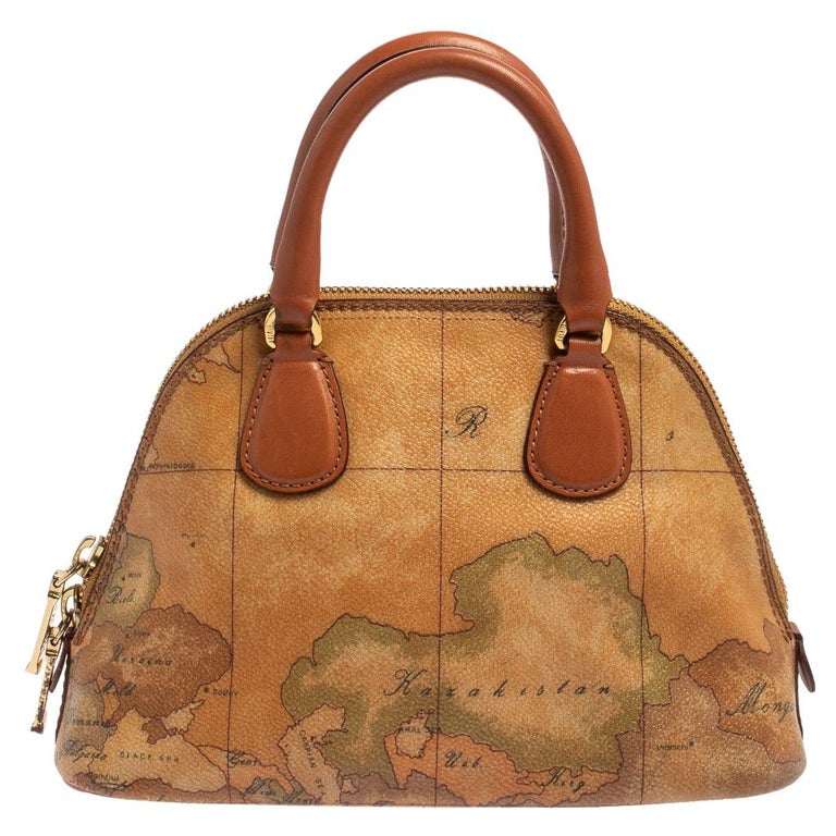 Alviero Martini 1A Classe Brown Geo Print Canvas and Leather Crossbody Bag  at 1stDibs