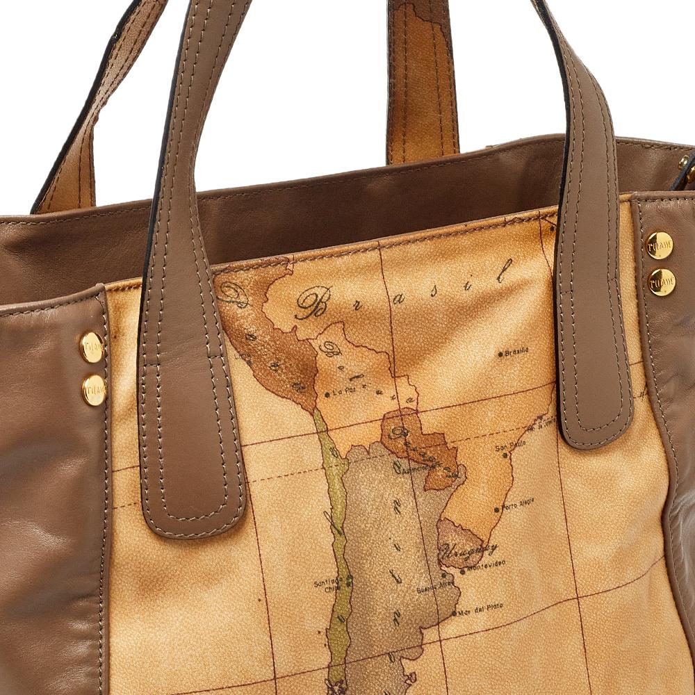 Alviero Martini 1A Classe Brown Leather and Coated Canvas Tote 3