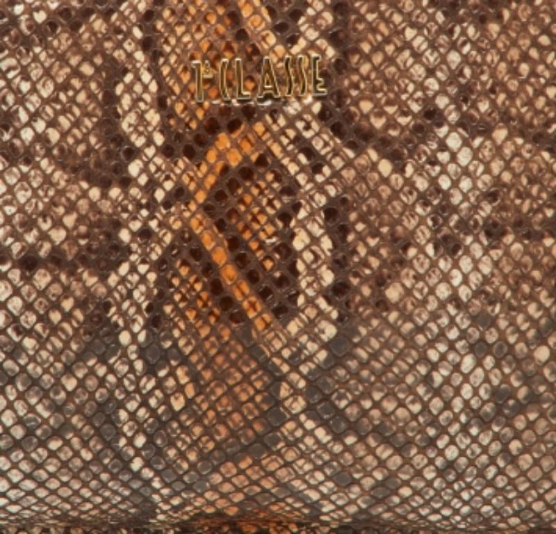 Alviero Martini 1A Classe Borsa baguette in pelle e pitone marrone con zip In condizioni discrete in vendita a Dubai, Al Qouz 2