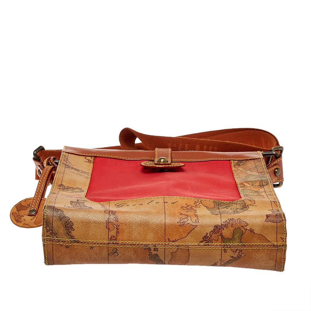 Alviero Martini 1A Classe Geo Print Borsa messenger in tela Coates e pelle con pattina 1