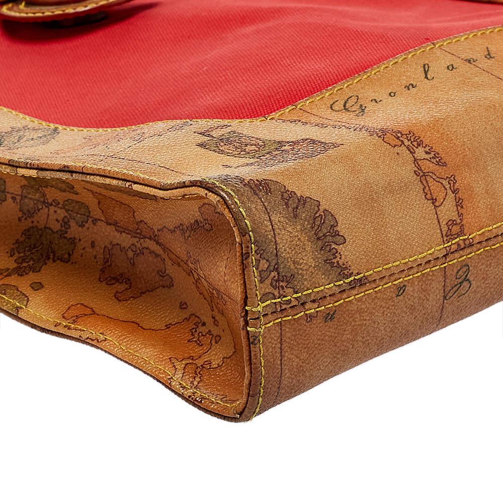 Alviero Martini 1A Classe Geo Print Borsa messenger in tela Coates e pelle con pattina 4