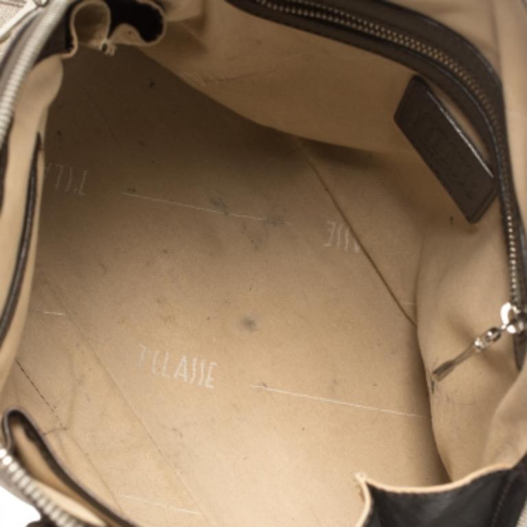 Women's Alviero Martini 1A Classe Grey Geo Print Coated Canvas Dome Satchel For Sale