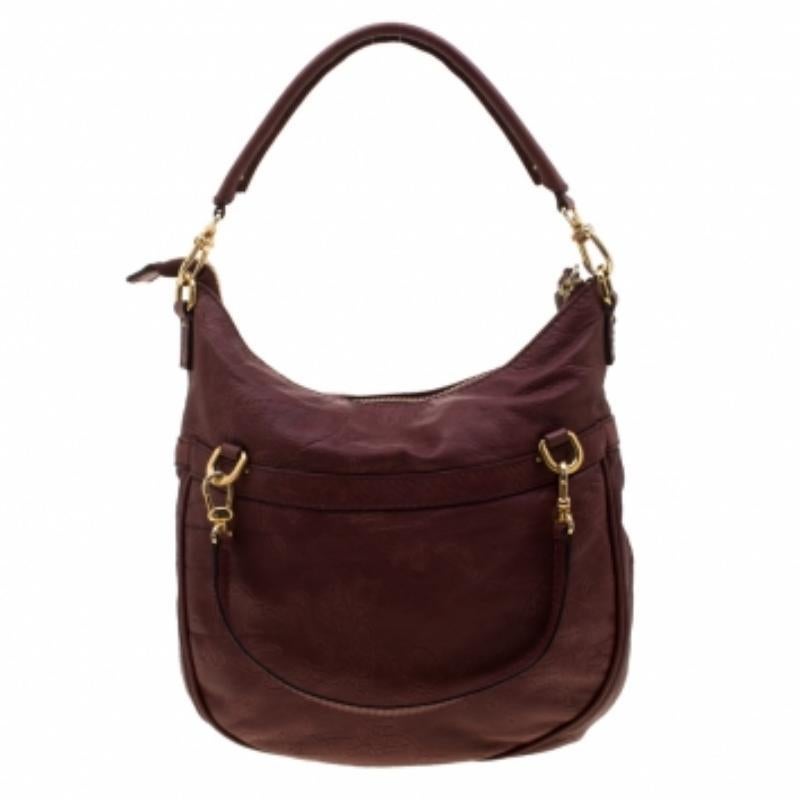 Alviero Martini 1A Classe Marron Borsa a tracolla in pelle goffrata a forma di mappa in vendita 2