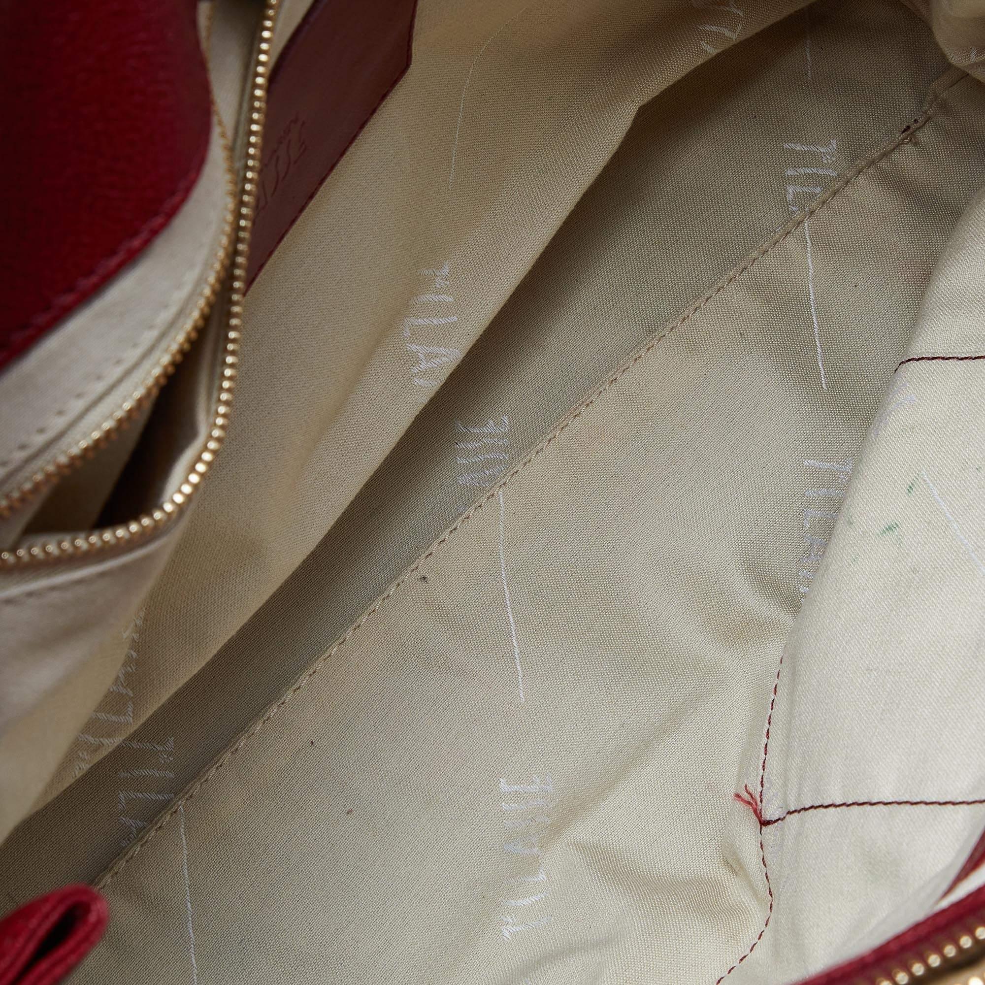 Alviero Martini 1A Classe rouge/beige Geo Print Fourre-tout en toile et cuir en vente 4