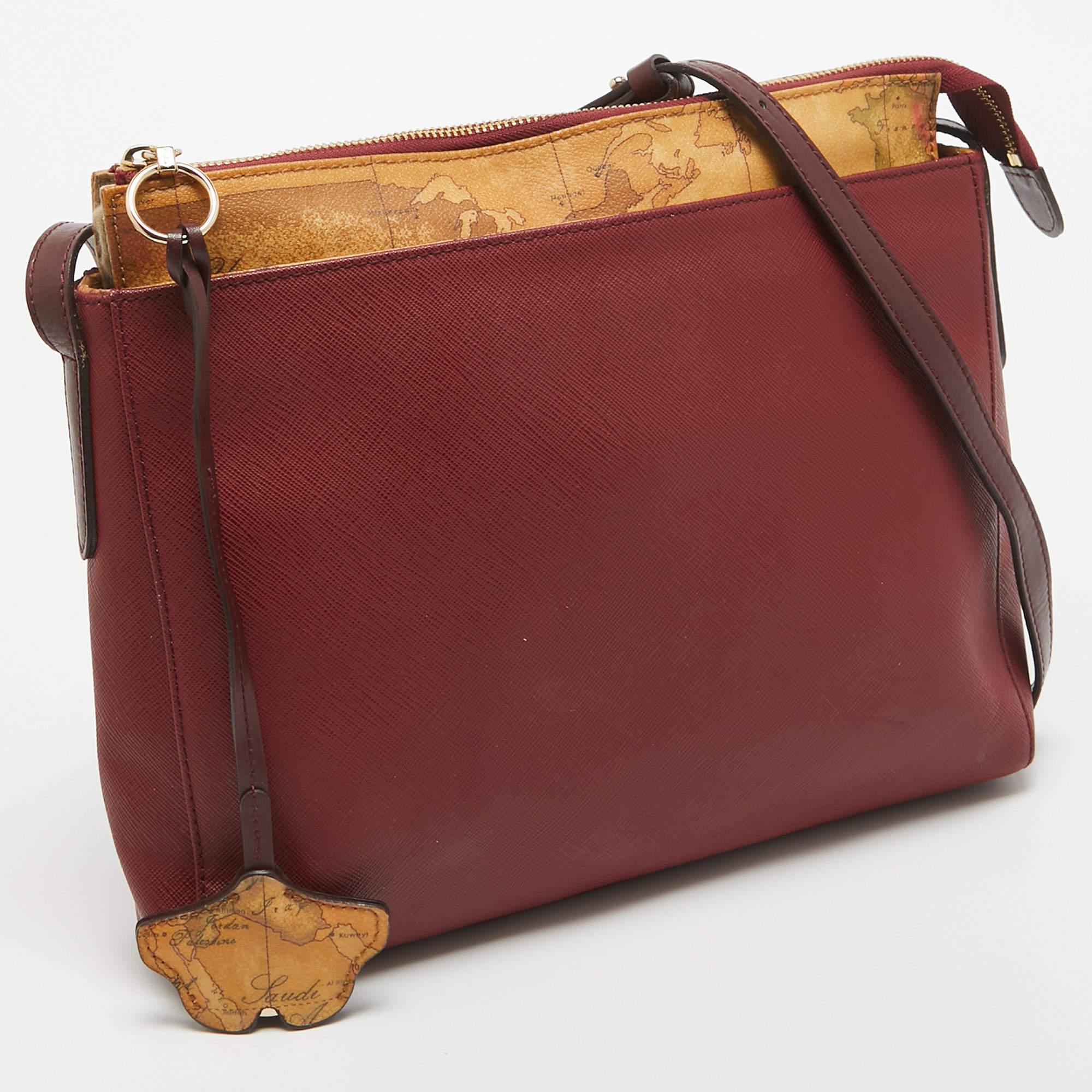 Brown Alviero Martini 1A Classe Red Leather Shoulder Bag
