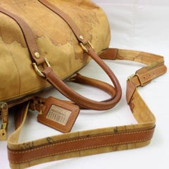 Alviero Martini Atlas Map  Duffle with Strap 866485 Brown Canvas Travel Bag