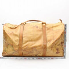 Alviero Martini Classe Map Duffle 870207 Brown Coated Canvas Travel Bag