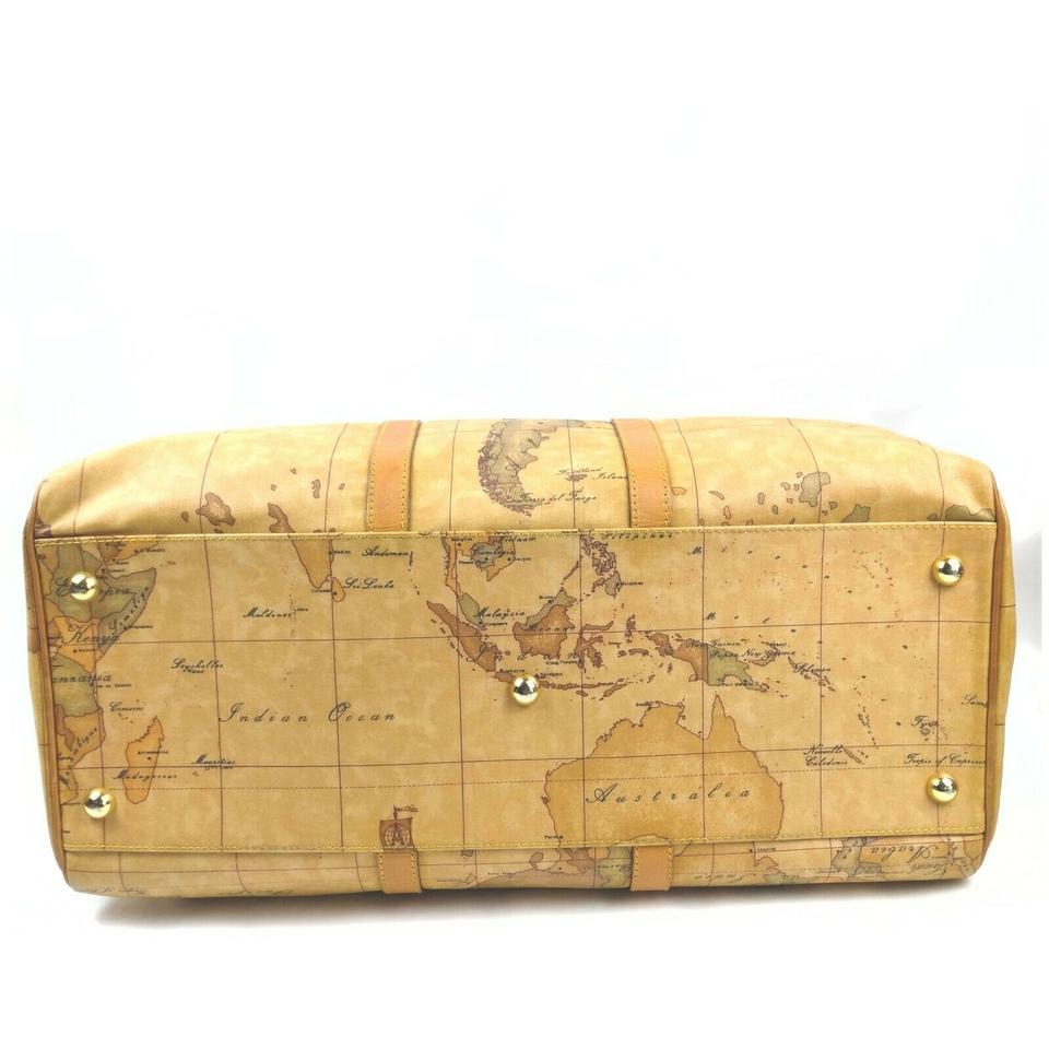 Alviero Martini Prima Classe Atlas Map Boston Duffle Travel Bag 861526 In Good Condition In Dix hills, NY