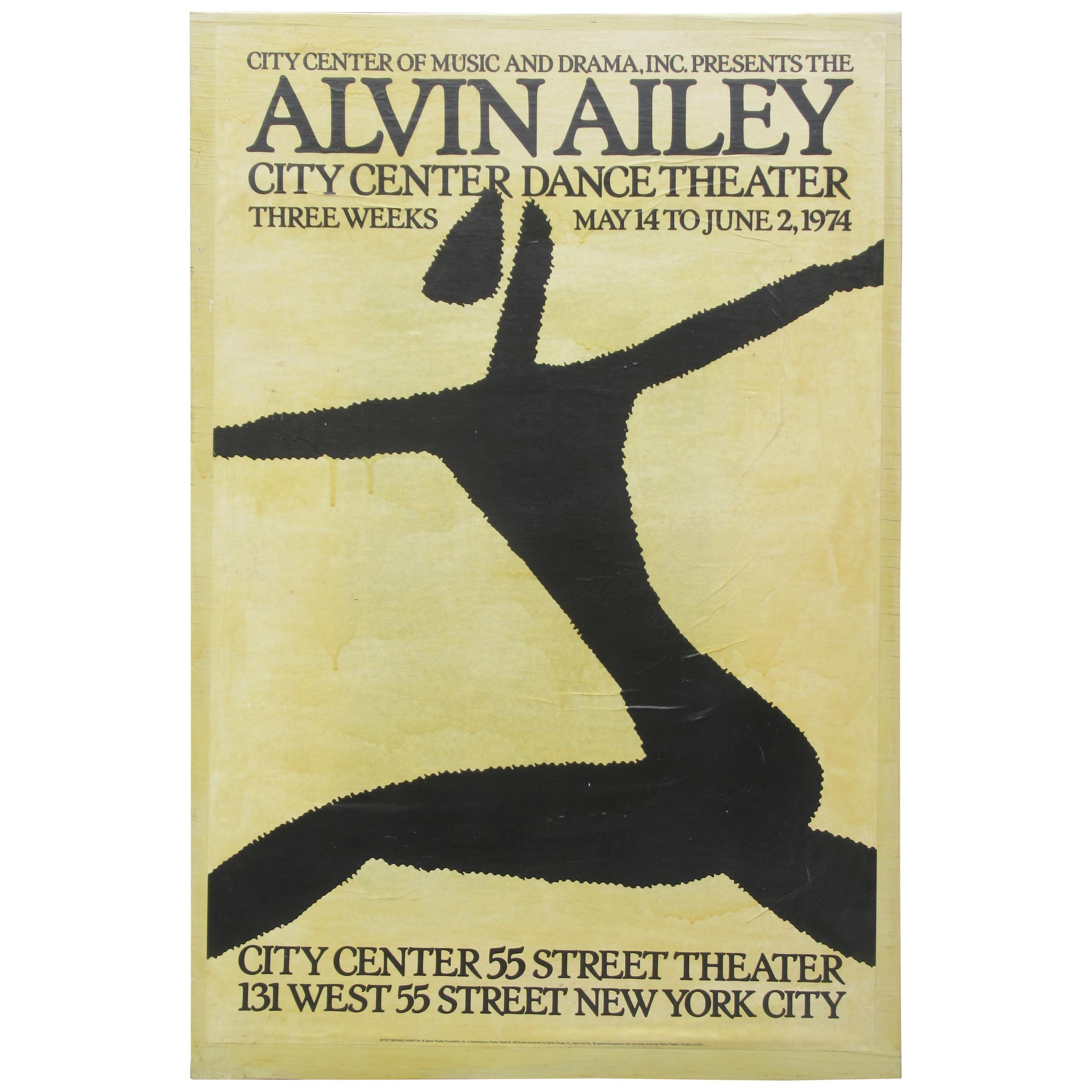 Alvin Ailey Lithograph Poster by Michael Hampton, 1974