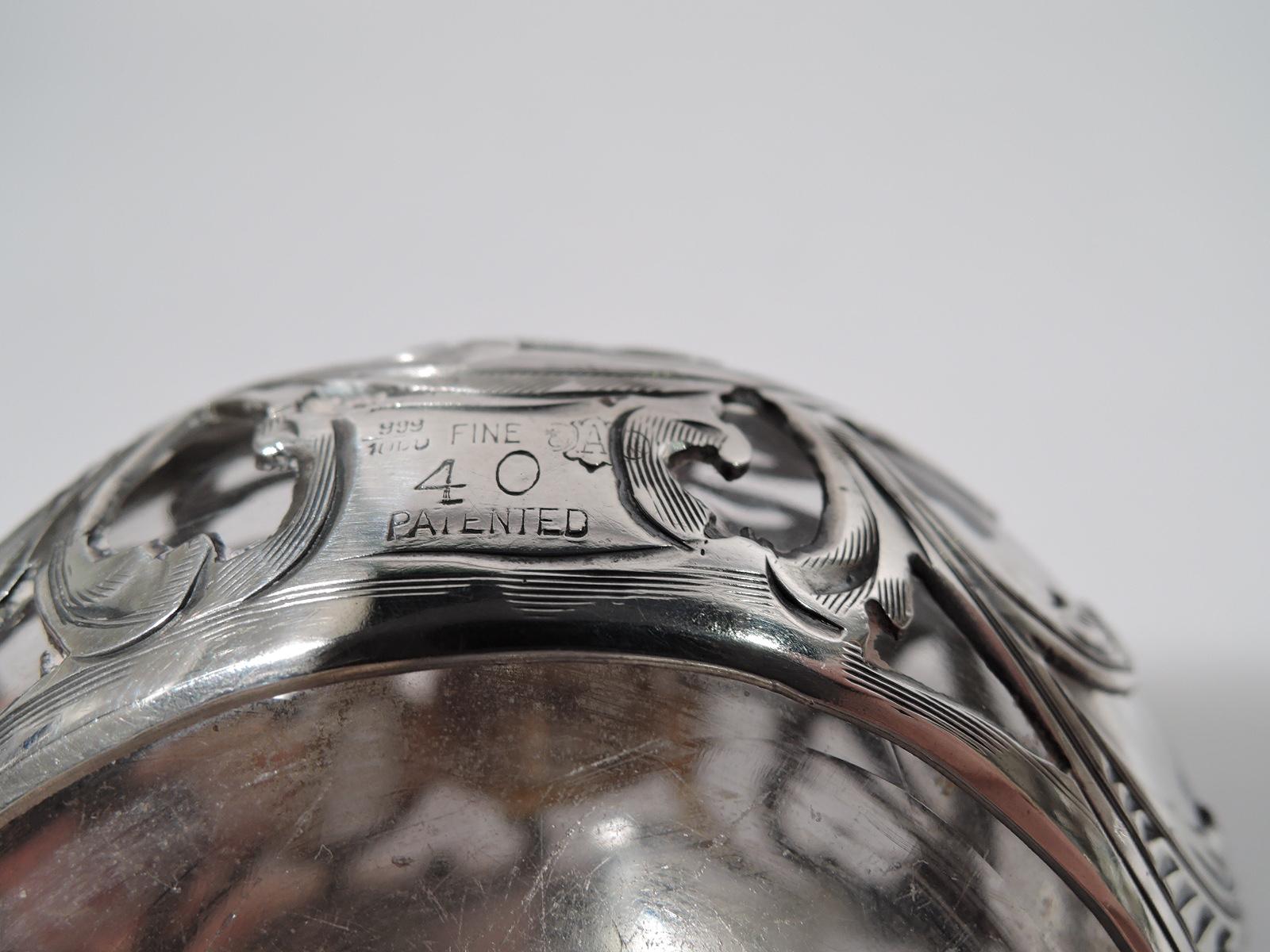 American Alvin Art Nouveau Sweet and Pretty Silver Overlay Perfume Bottle
