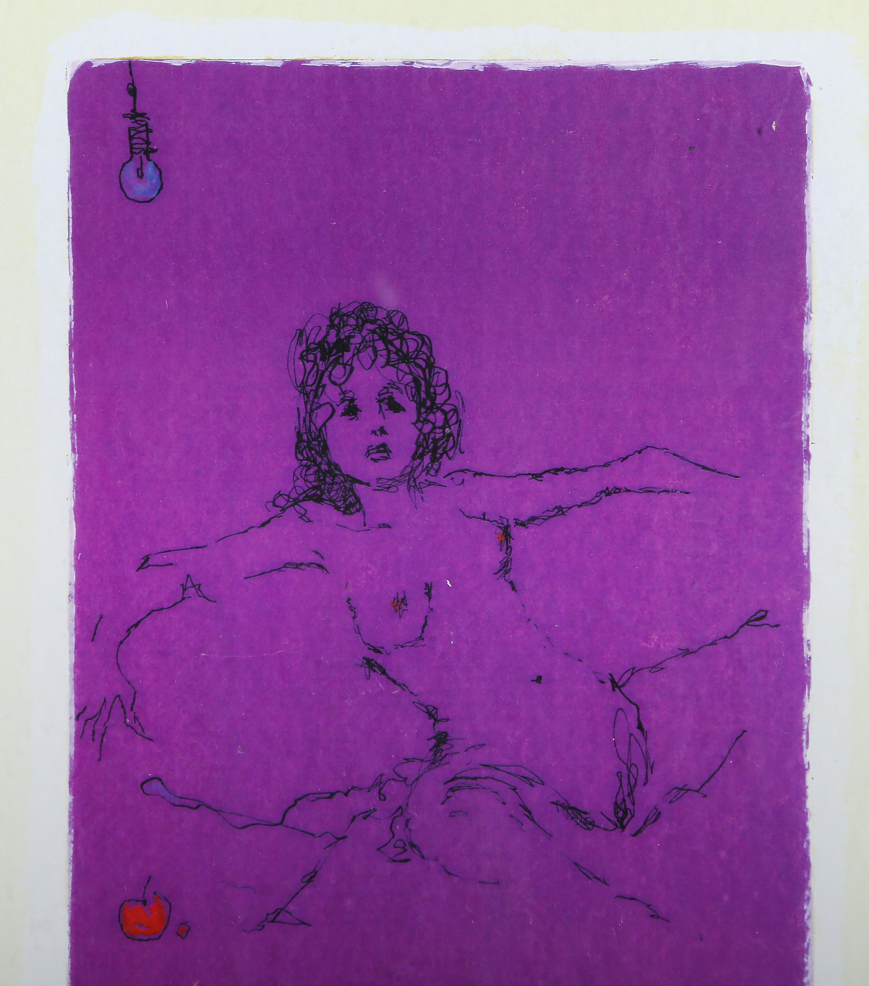 Manzana, litografía moderna coloreada a mano por Alvin Carl Hollingsworth - Print de Alvin C. Hollingsworth