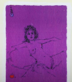 Apple, Modern Hand-Colored Lithograph by Alvin Carl Hollingsworth