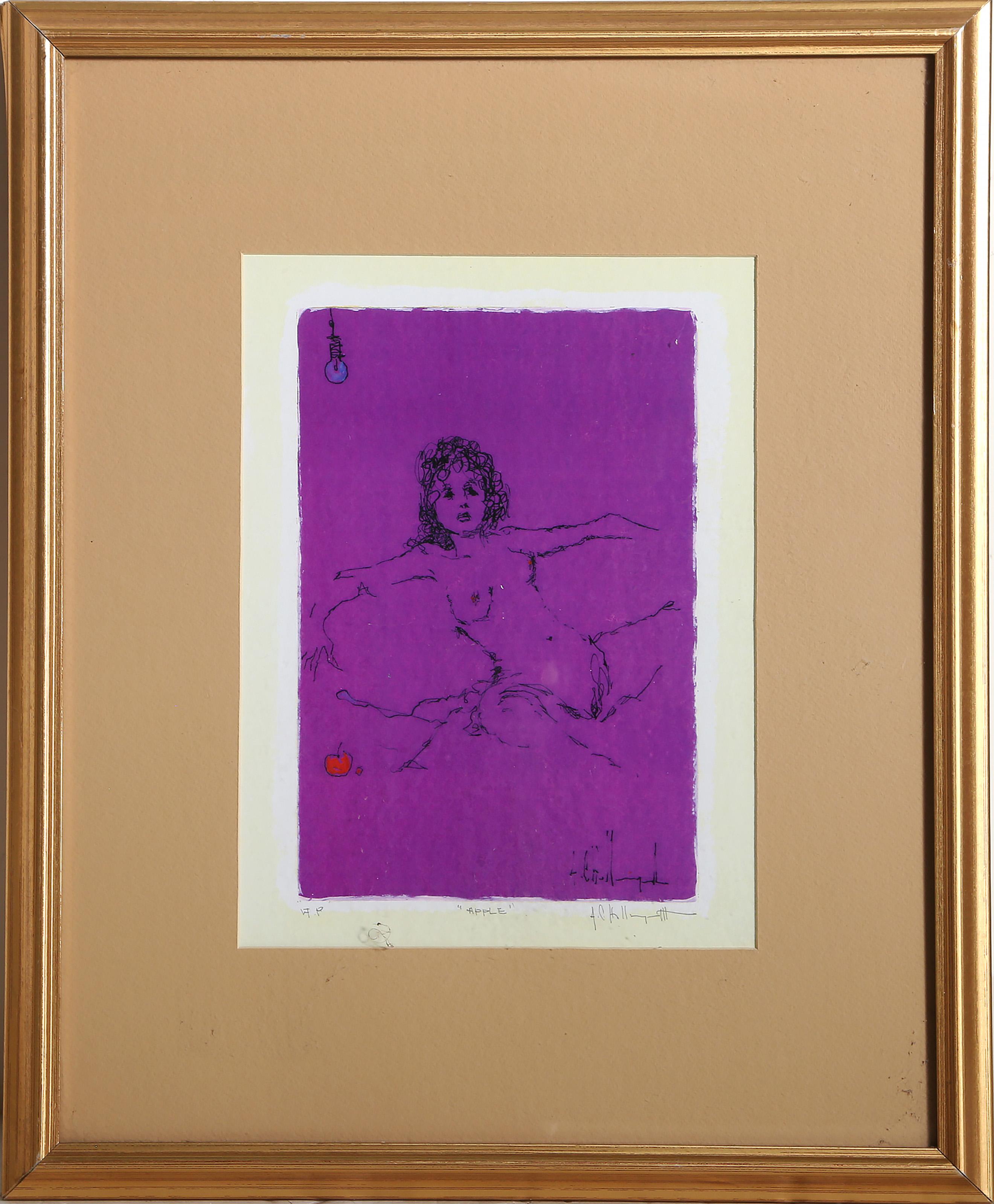 Nude Print de Alvin C. Hollingsworth - Manzana, litografía moderna coloreada a mano por Alvin Carl Hollingsworth