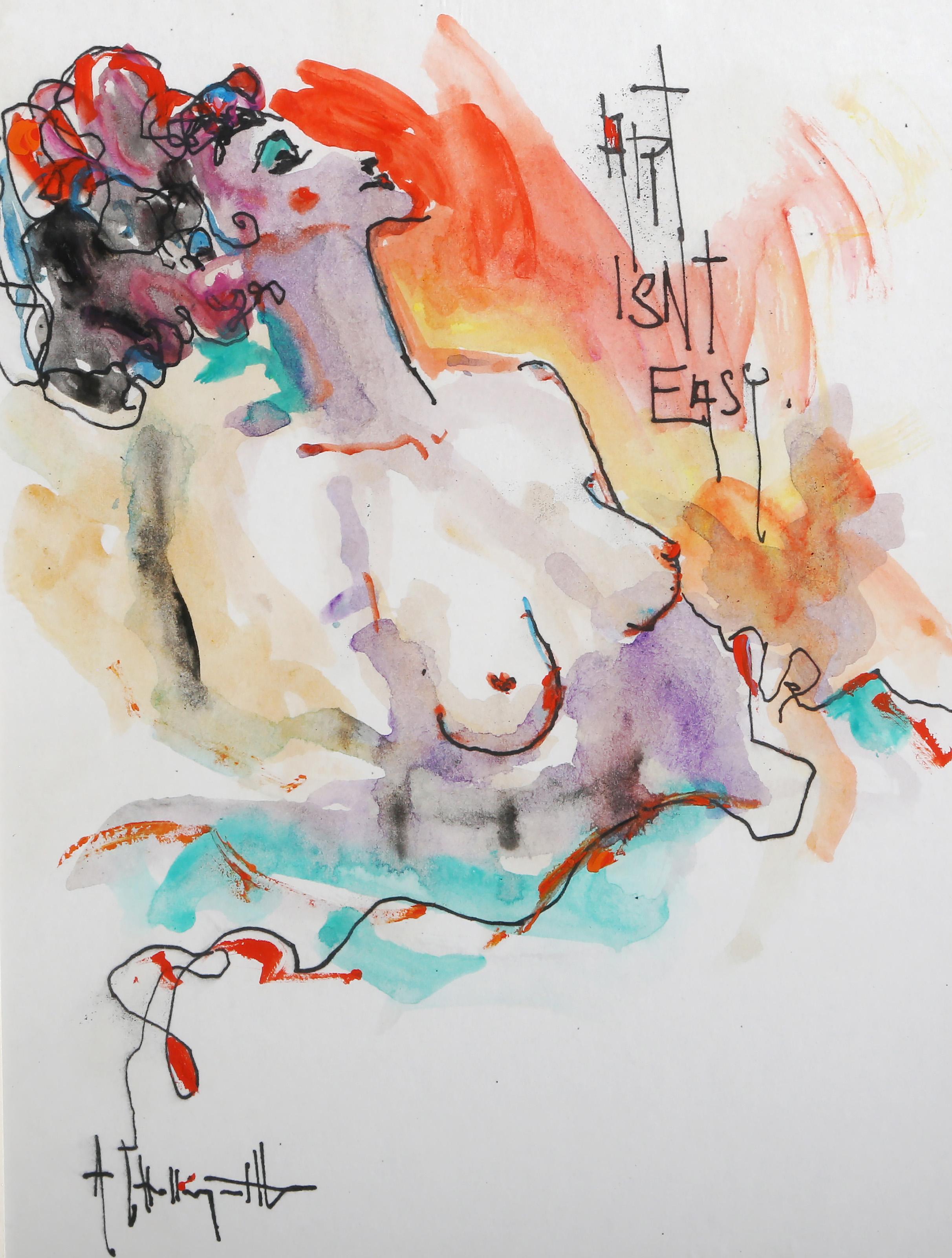 Kunst ist nicht einfach, Surrealistische handkolorierte Lithographie von Alvin Carl Hollingsworth – Print von Alvin C. Hollingsworth