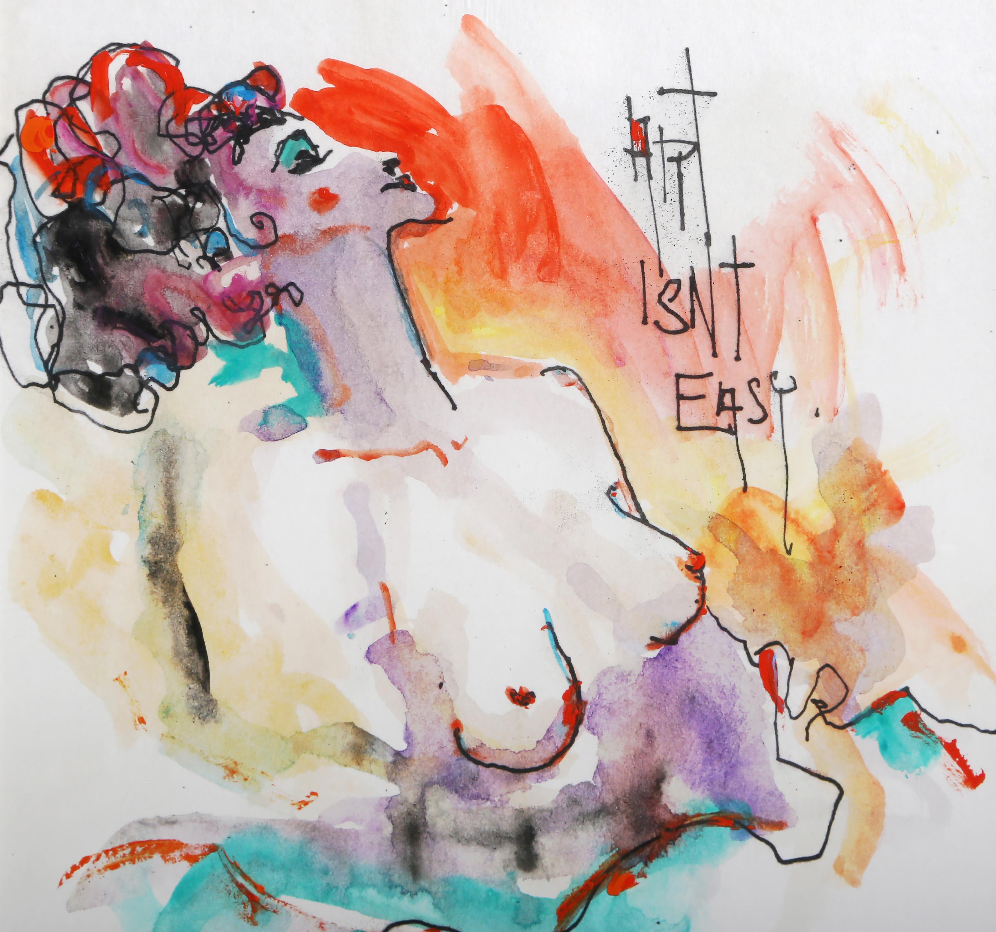 Kunst ist nicht einfach, Surrealistische handkolorierte Lithographie von Alvin Carl Hollingsworth (Surrealismus), Print, von Alvin C. Hollingsworth