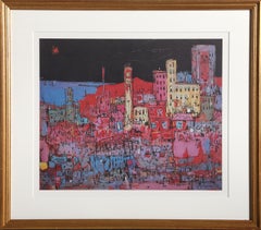 Paisaje urbano, litografía moderna de Alvin Carl Hollingsworth