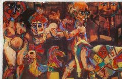 Allegoria di Equis, litografia surrealista colorata a mano di Alvin Carl Hollingsworth