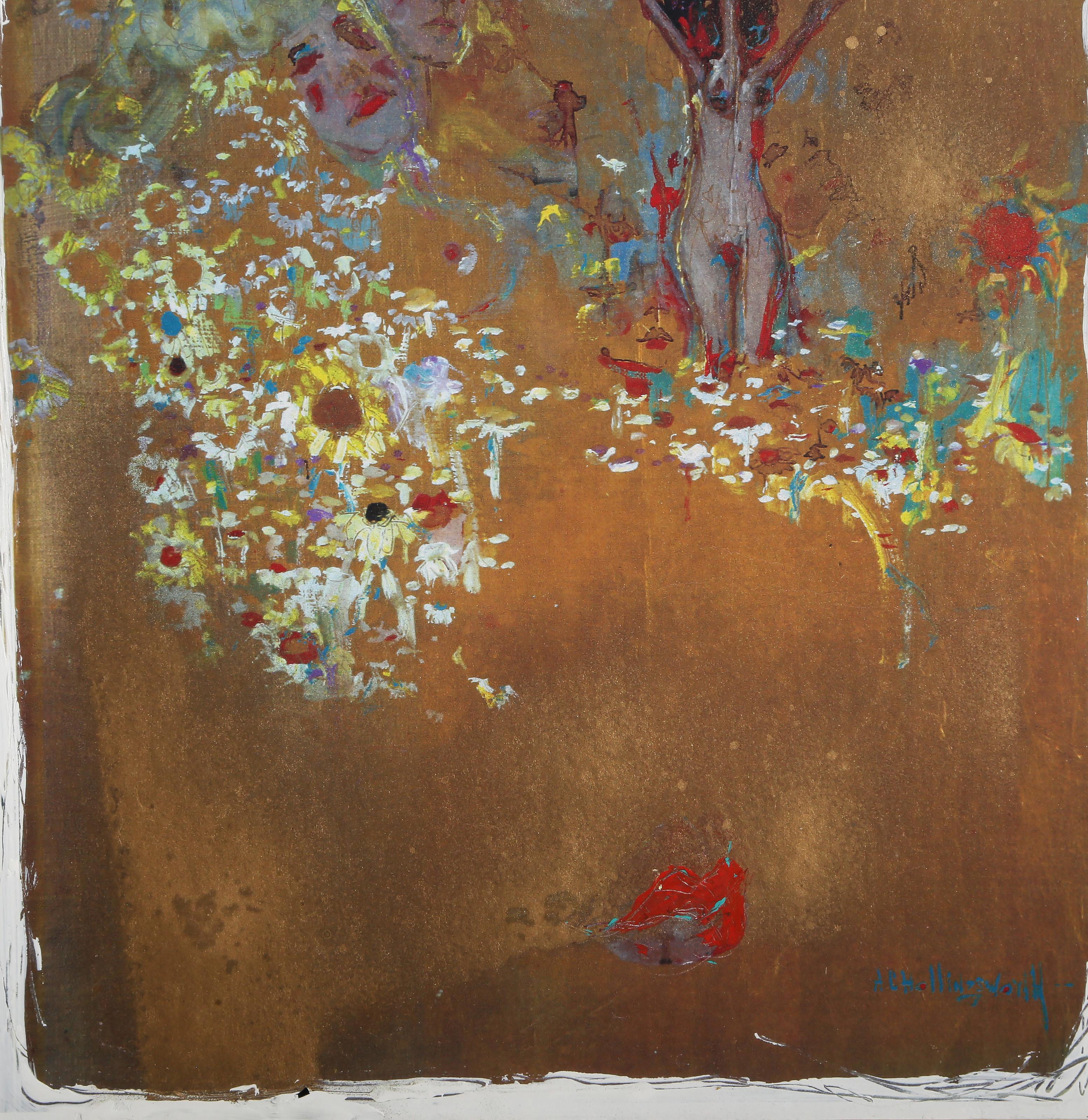 Paysage de rêve doré, monographie surréaliste d'Alvin Carl Hollingsworth - Surréalisme Print par Alvin C. Hollingsworth
