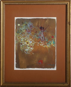 Paisaje onírico dorado, monocopia surrealista de Alvin Carl Hollingsworth