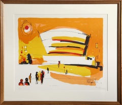 Guggenheim en amarillo, litografía moderna de Alvin Carl Hollingsworth