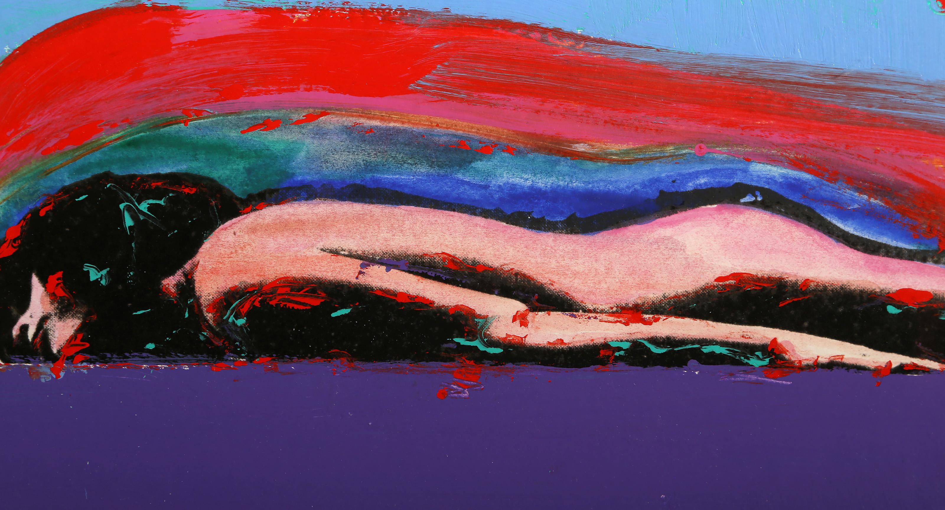 Desnudo en corriente en chorro, monocopia abstracta de Alvin Carl Hollingsworth - Print Abstracto de Alvin C. Hollingsworth