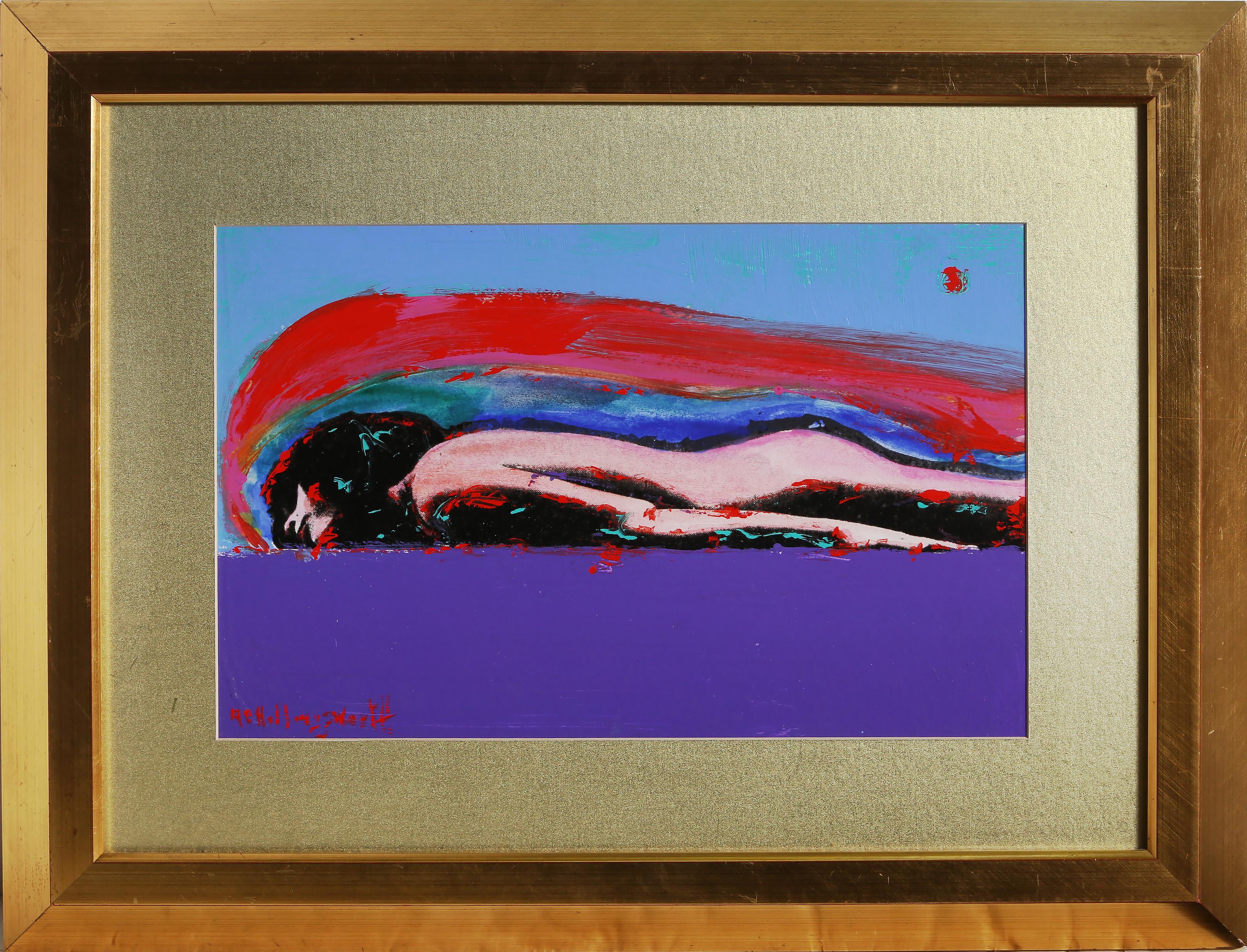 Desnudo en corriente en chorro, monocopia abstracta de Alvin Carl Hollingsworth