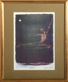 Salto, litografía moderna de Alvin Carl Hollingsworth