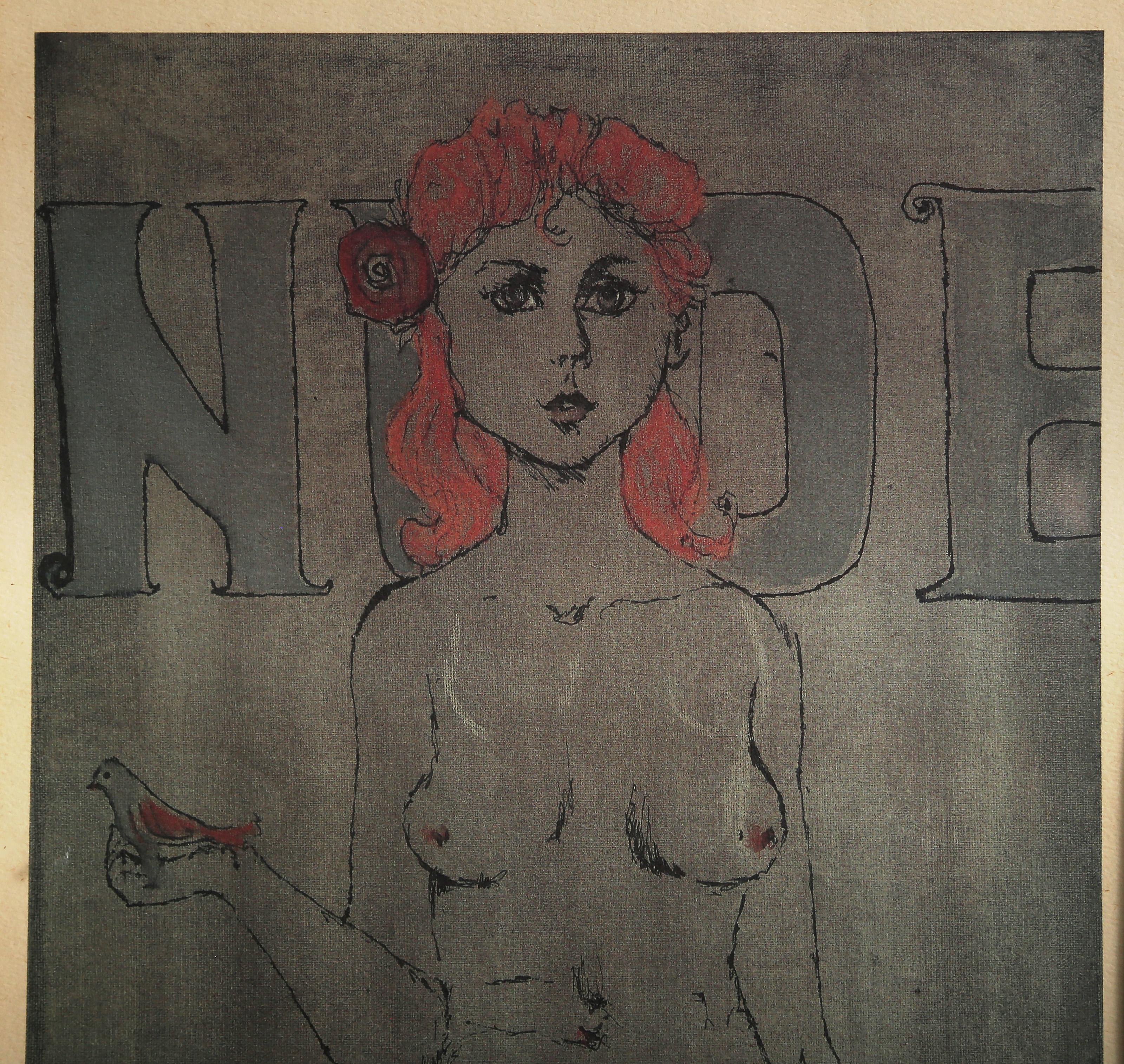 Desnudo, litografía moderna coloreada a mano de Alvin Carl Hollingsworth - Print de Alvin C. Hollingsworth