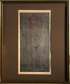 Desnudo, litografía moderna coloreada a mano de Alvin Carl Hollingsworth