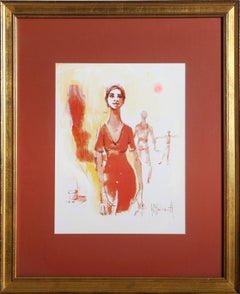 Vintage Rehearsal, Modern Hand-Colored Lithograph by Alvin Carl Hollingsworth