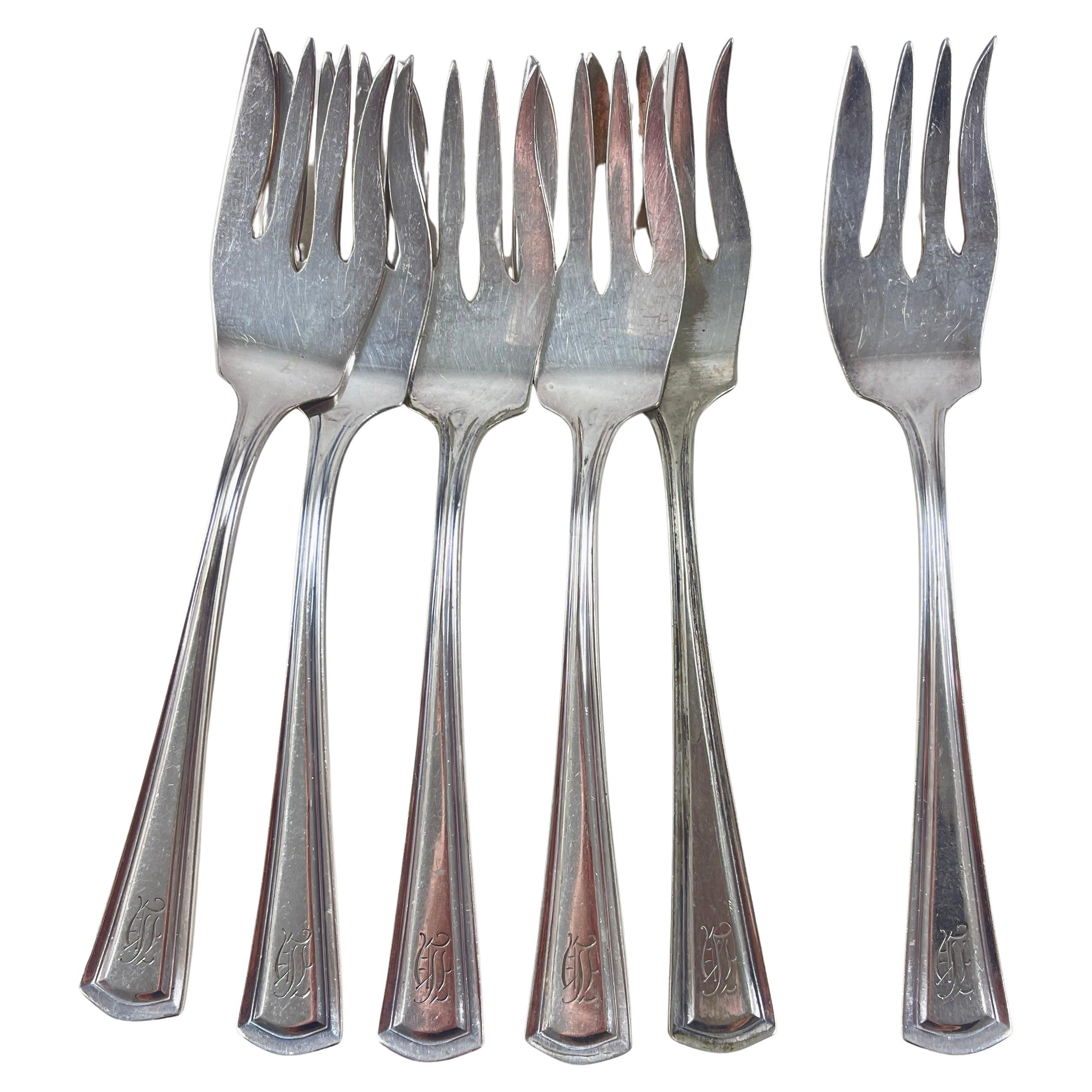 Fourchettes à gâteaux George Washington en métal argenté Alvin Estate, lot de 6