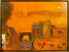 Africa - Collage Painting in Orange - African American Artist 