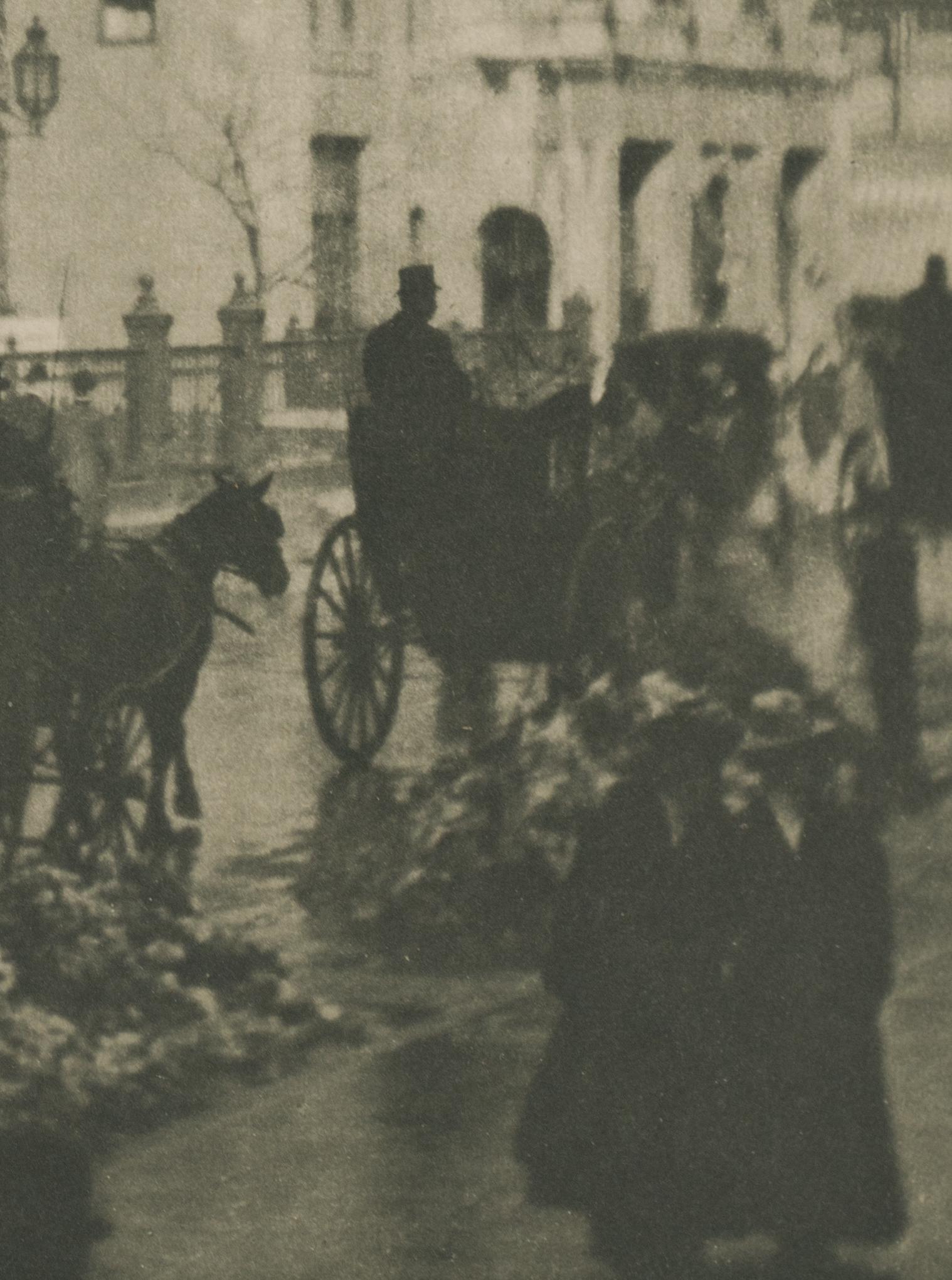 This elegant and belle époque feeling image of New York by famous photographer Alvin Langdon Coburn from his well known dual series of New York / London urban images.  Framed in a good black photography frame and highly atmospheric and romantic. 