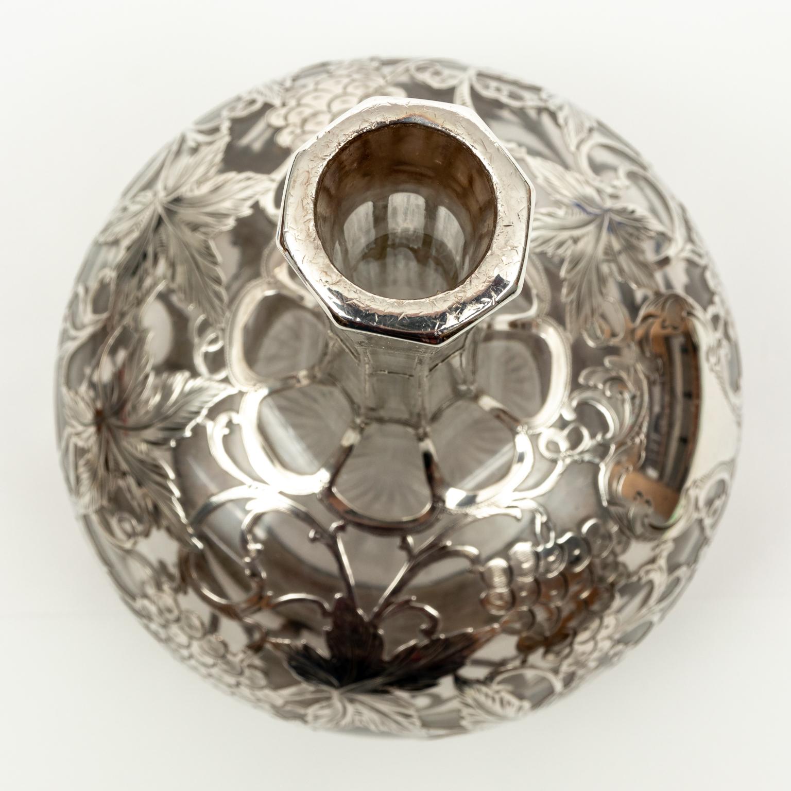 Victorian Alvin Sterling Silver Overlay Decanter