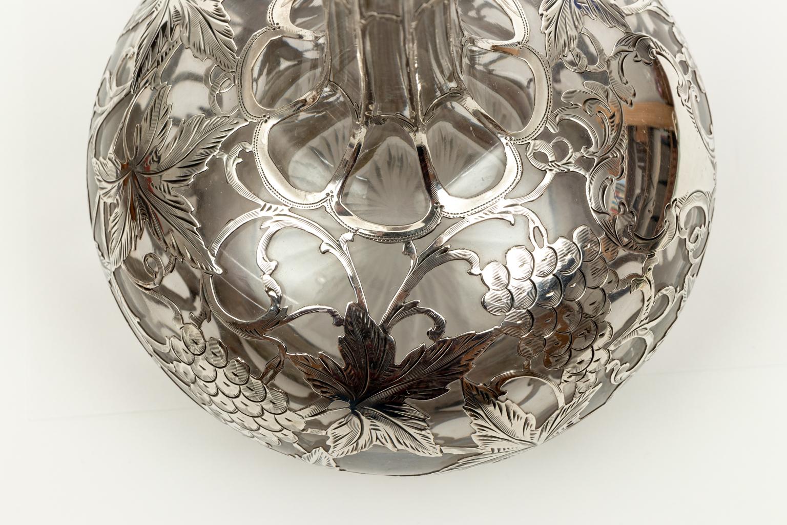 American Alvin Sterling Silver Overlay Decanter