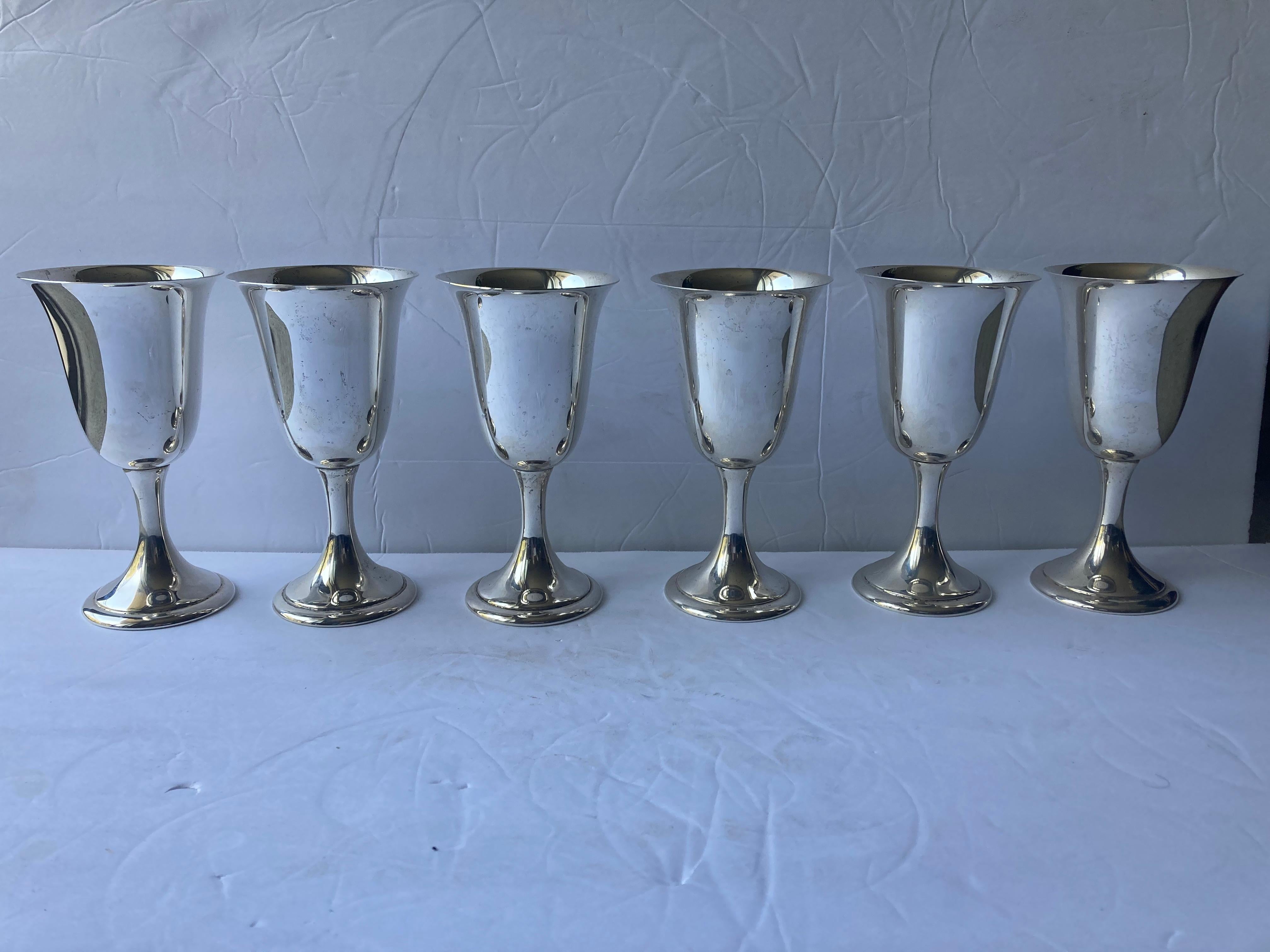 Beautiful set of Goblets by Alvin in sterling silver. These goblets were purchased from the estate of an important Hollywood star in Los Angeles .